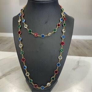 Swarovski Red, Blue, Green, and Clear Gem Necklace
